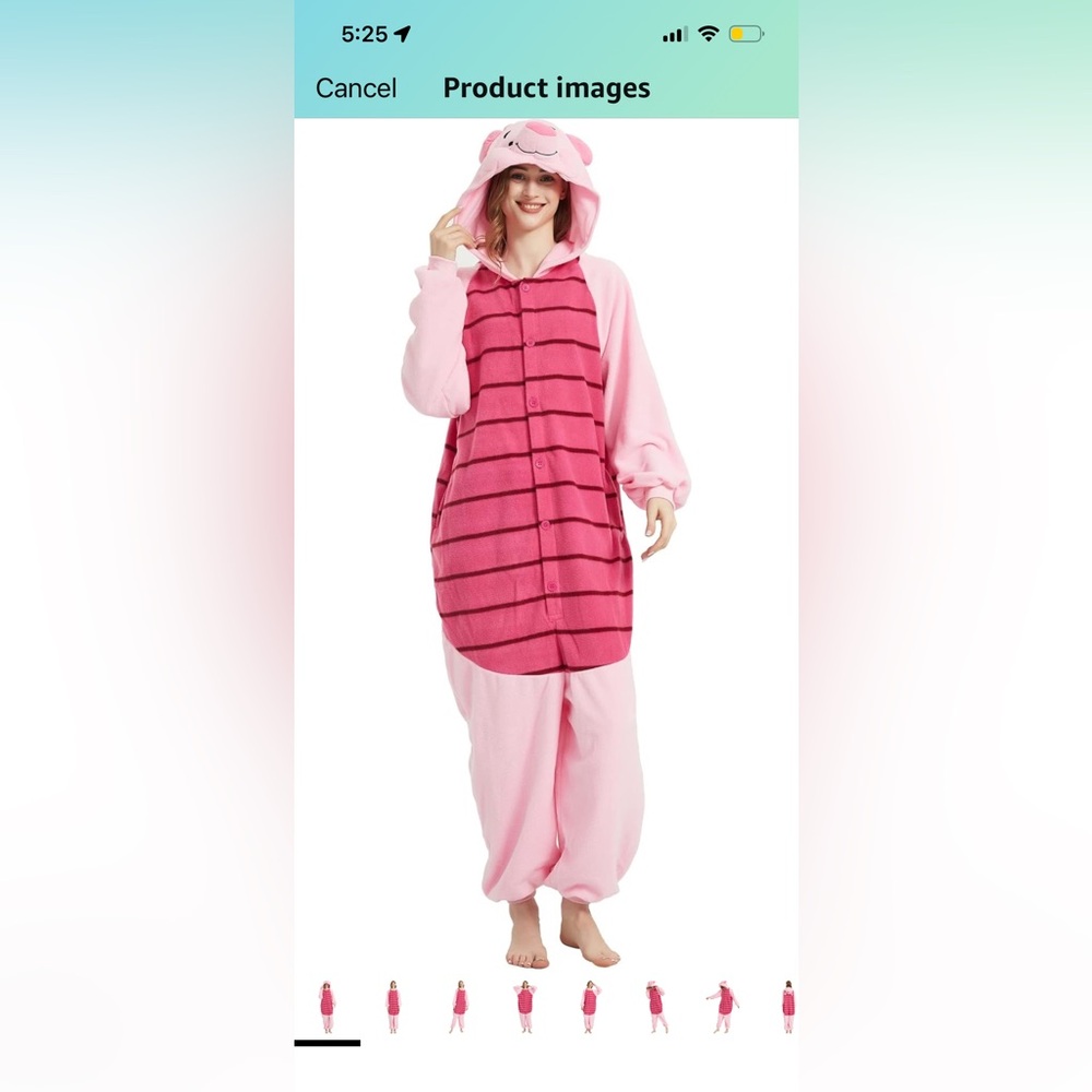 Piglet Onsie for Halloween costume or Kids Pajamas